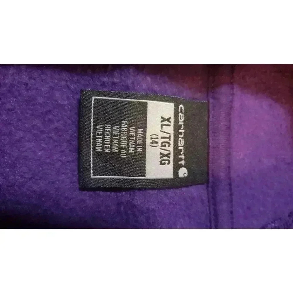 Carhartt Hoodie Purple Youth XL (14) Front Pockets Chest Logo Cotton Blend‎ - Picture 10 of 15